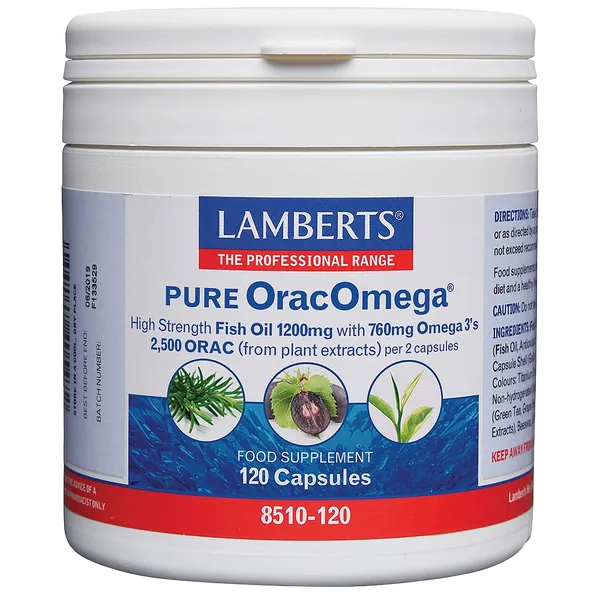 Lamberts OracOmega High Strength Fish Oil 1200mg with Plant Antioxidants Capsules Pack of 120