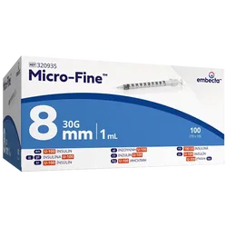 BD Micro-Fine Syringe and Needle 1ml 30g 8mm U100 Pack of 100