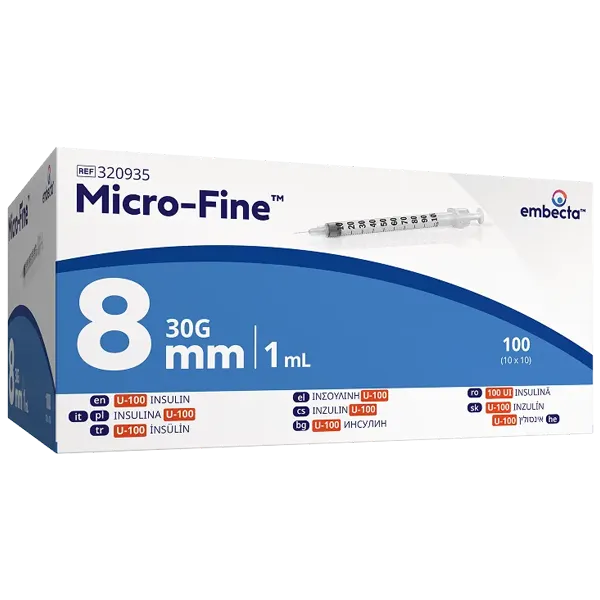 BD Micro-Fine Syringe and Needle 1ml 30g 8mm U100 Pack of 100