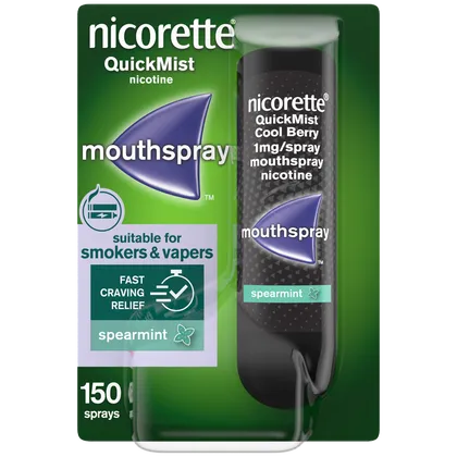 Nicorette® QuickMist 1mg/Spray Mouthspray Nicotine Spearmint- Single- 150 Sprays (Stop Smoking Aid)