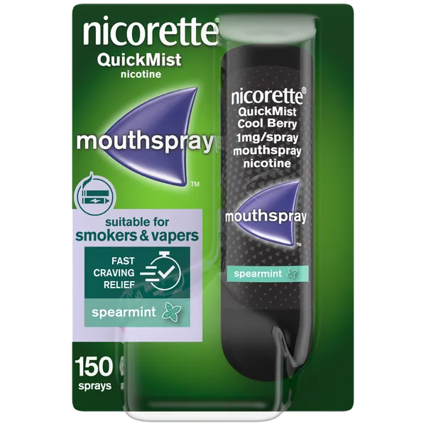 Nicorette® QuickMist 1mg/Spray Mouthspray Nicotine Spearmint- Single- 150 Sprays (Stop Smoking Aid)