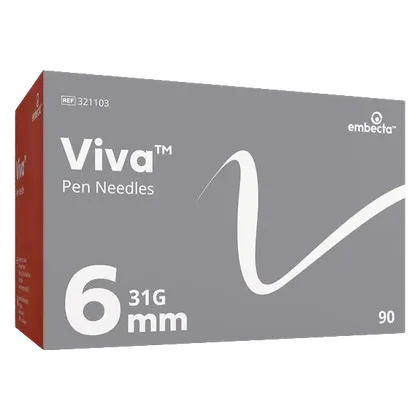 BD Viva Pen Needles 31G 6mm Pack of 90