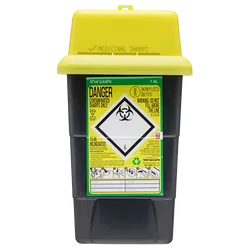 Sharpsafe 1.8L Grey Yellow Lid UK Sharps Bin