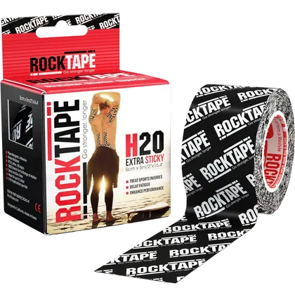 RockTape H2O Extra Sticky Black Logo 5cm x 5m Kinesiology Tape