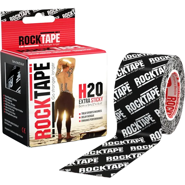 RockTape H2O Extra Sticky Black Logo 5cm x 5m Kinesiology Tape
