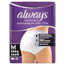 Always Discreet Maximum Protection Pants Medium Pack of 8