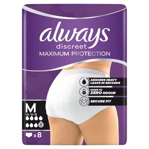 Always Discreet Maximum Protection Pants Medium Pack of 8
