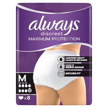 Always Discreet Maximum Protection Pants Medium Pack of 8