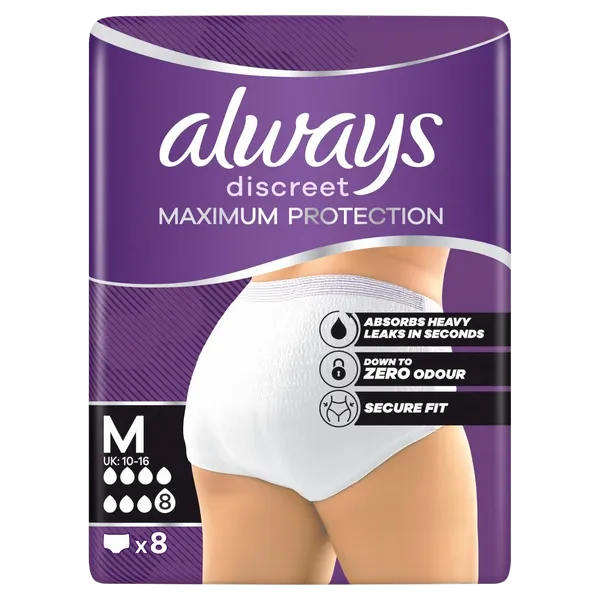 Always Discreet Maximum Protection Pants Medium Pack of 8