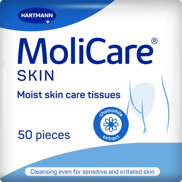 MoliCare Moist Skin Care Tissues - Pack of 50 | Incontinence Wipes