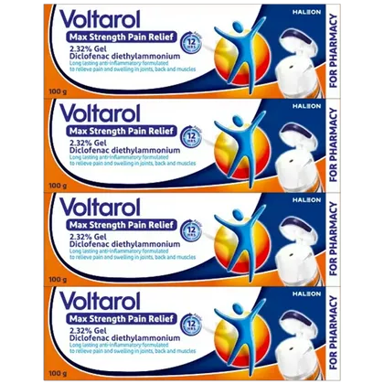 Voltarol Max Strength Pain Relief Gel 100g Pack of 4