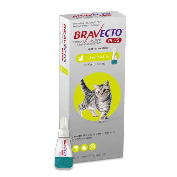Bravecto Plus Spot-on for Small Cats (1.2 - 2.8kg)