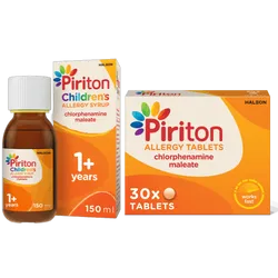 Piriton Allergy Tablets Pack of 30 + Piriton Syrup for Kids' Allergy Relief 150ml