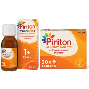 Piriton Allergy Tablets Pack of 30 + Piriton Syrup for Kids' Allergy Relief 150ml