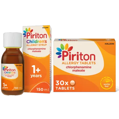 Piriton Allergy Tablets Pack of 30 + Piriton Syrup for Kids' Allergy Relief 150ml