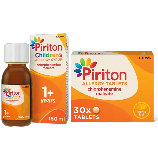 Piriton Allergy Tablets Pack of 30 + Piriton Syrup for Kids' Allergy Relief 150ml