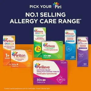 Piriton Allergy Tablets Pack of 30 + Piriton Syrup for Kids' Allergy Relief 150ml
