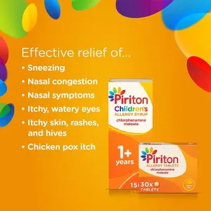 Piriton Allergy Tablets Pack of 30 + Piriton Syrup for Kids' Allergy Relief 150ml