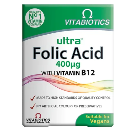 Vitabiotics Ultra Folic Acid with Vitamin B12 Tablets Pack of 60