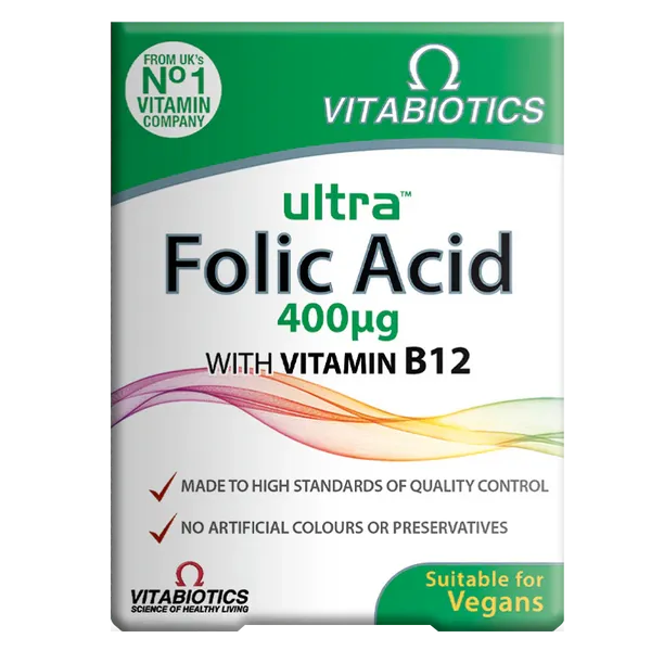 Vitabiotics Ultra Folic Acid with Vitamin B12 Tablets Pack of 60