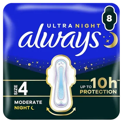Always Ultra Night Moderate Size 4 Pads Pack of 8