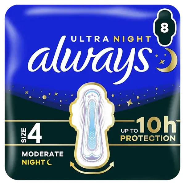 Always Ultra Night Moderate Size 4 Pads Pack of 8