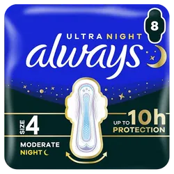 Always Ultra Night Moderate Size 4 Pads Pack of 8