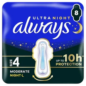 Always Ultra Night Moderate Size 4 Pads Pack of 8