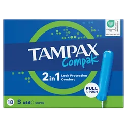 Tampax Compak Super Applicator Tampons Pack of 18