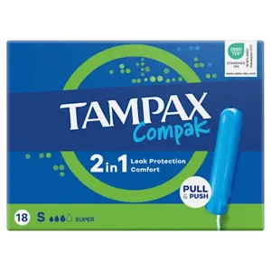 Tampax Compak Super Applicator Tampons Pack of 18