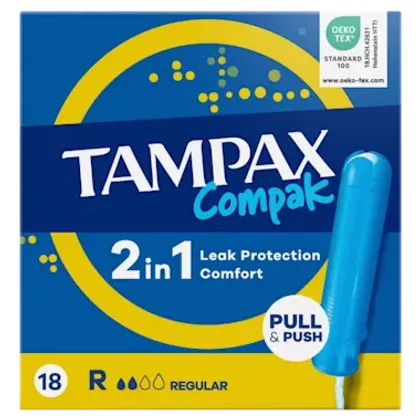 Tampax Compak Regular Applicator Tampons Pack of 18