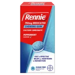 Rennie 750mg Medicated Chewing Gum Mint Pack of 10