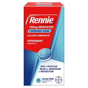 Rennie 750mg Medicated Chewing Gum Mint Pack of 20