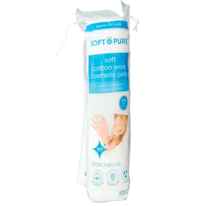 Soft and Pure Soft Cotton Wool Cosmetic Pads Pack of 100