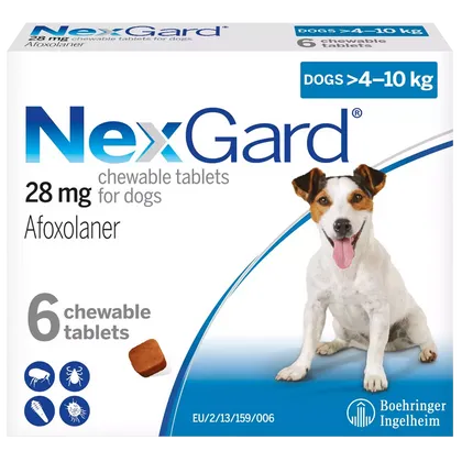 Nexgard Medium Dog 4 – 10kg Chewable Tablets Pack of 6