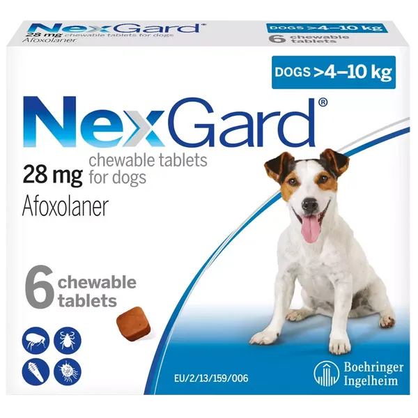 Nexgard Medium Dog 4 – 10kg Chewable Tablets Pack of 6