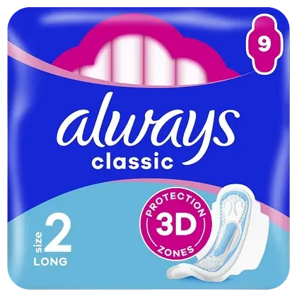 Always Maxi Classic Long Size 2 Pads Pack of 9