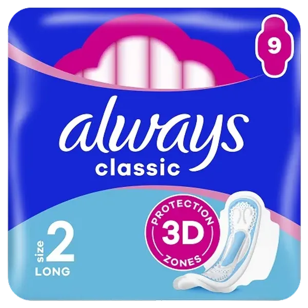 Always Maxi Classic Long Size 2 Pads Pack of 9
