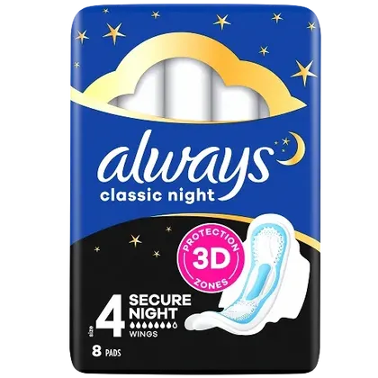 Always Maxi Classic Night Size 4 Pads Pack of 8