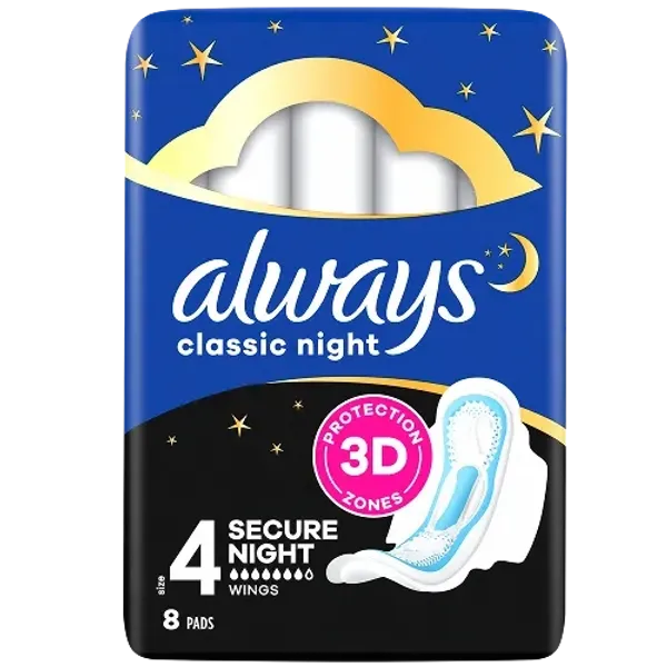 Always Maxi Classic Night Size 4 Pads Pack of 8
