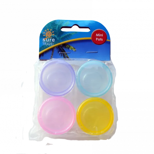 Sure Travel Clear Round Pots Pack of 4