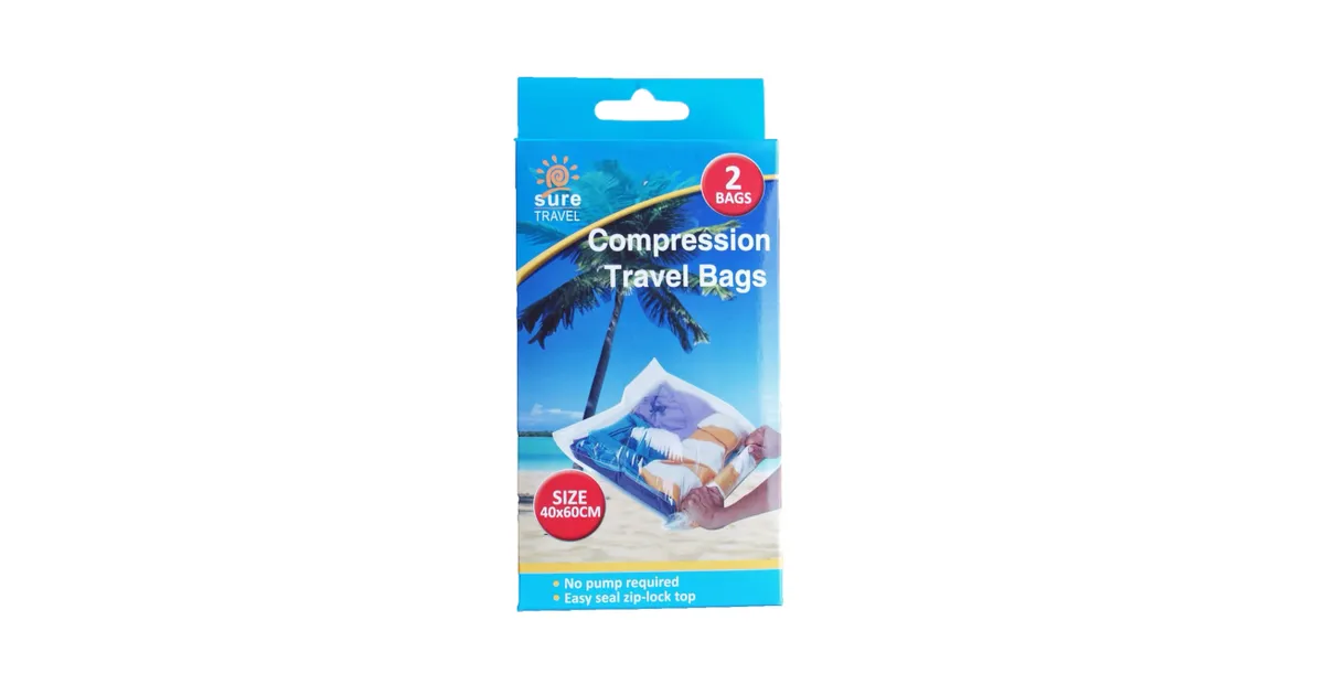 Sure Travel Space Saving Compression Travel Bags 2 Pack | Weldricks