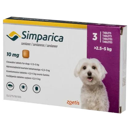 Simparica Chewable Tablets 10mg Pack of 3 (2.5 - 5kg)