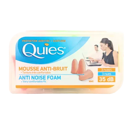 Quies Anti Noise Foam Earplugs Natural Beige 3 Pairs