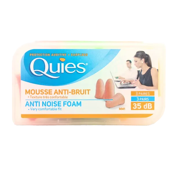 Quies Anti Noise Foam Earplugs Natural Beige 3 Pairs