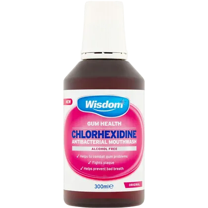 Wisdom Gum Health Chlorhexidine Antibacterial Mouthwash Alcohol Free Original 300ml