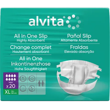 Alvita Incontinence All-In-One Slip Maxi Night Extra Large Pack of 20