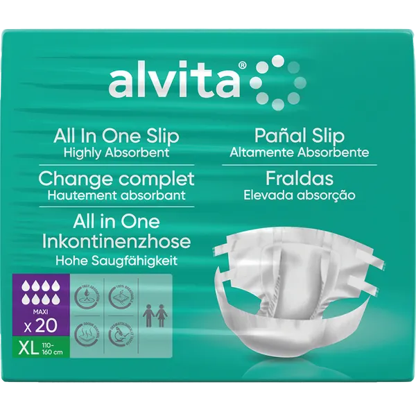 Alvita Incontinence All-In-One Slip Maxi Night Extra Large Pack of 20