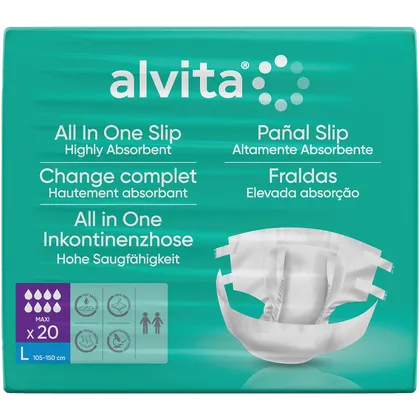 Alvita Incontinence All-In-One Slip Maxi Night Large Pack of 20