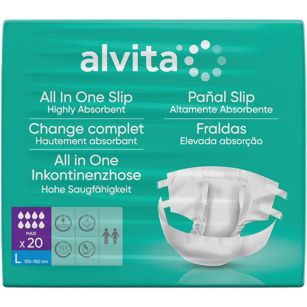 Alvita Incontinence All-In-One Slip Maxi Night Large Pack of 20